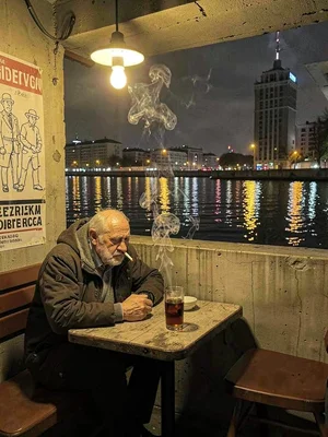Old man in kafana corner
