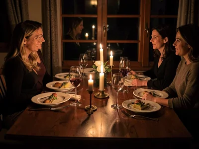 Dinner table by candlelight