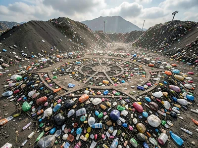 Landfill from 500 feet, the mandala of human waste, terrible beauty of consumpti