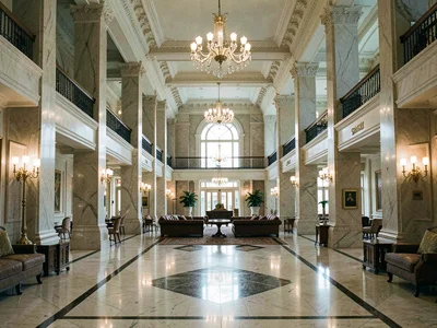 Grand hotel lobby centered
