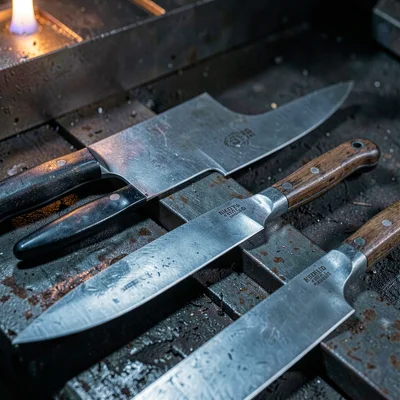 Through Sheffield steel vision, forged metal consciousness, Kitchen knives displ