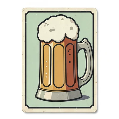 Czech matchbox label illustration, a traditional beer stein with foam , vintage 