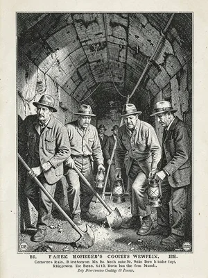 Victorian coal miners descending shaft