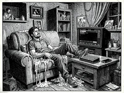 Person melting into couch