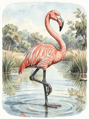American flamingo ornithological plate
