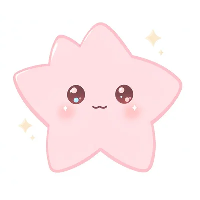 Kawaii pink star with sparkles