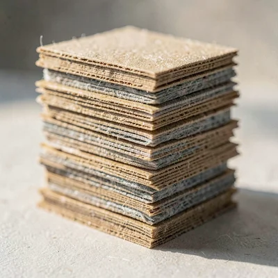 Stack of folded paper rectangles compressed into a tight tower like a year of ca