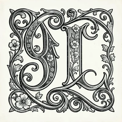 Decorative initials with floral motifs