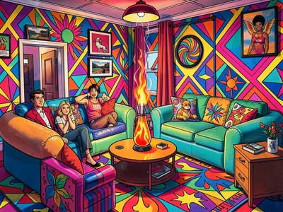 Mod sixties psychedelic living room