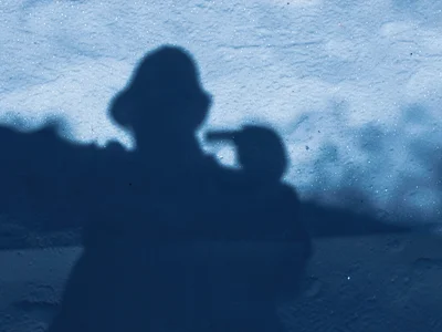 Shadow on snow blue tinted