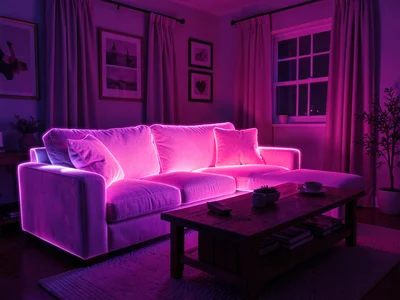 Living room in infrared revealing which seat on the couch is most used, the furn