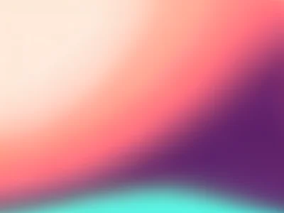 Soft peach flowing through coral to deep mauve, with a subtle cyan accent bleedi