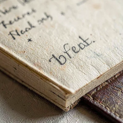 Macro study of a manuscript page corner with crisp fold and pencil annotation, f