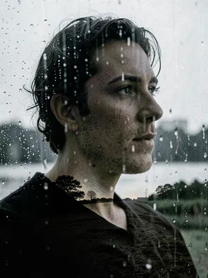 Rain through portrait