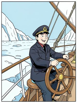 Captain navigating arctic waters
