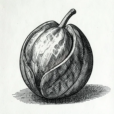 Cracked walnut cross-hatched