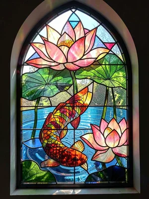 Koi fish stained glass