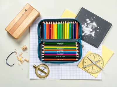 Pencil Case Open Colored Pencils Spectrum Fan