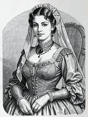 Victorian lady in mourning dress