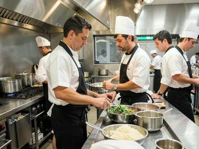 Kitchen staff during service