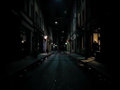 Street scene with noir lighting