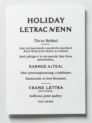 Holiday menu card in letterpress, heavy stock, elegant typography