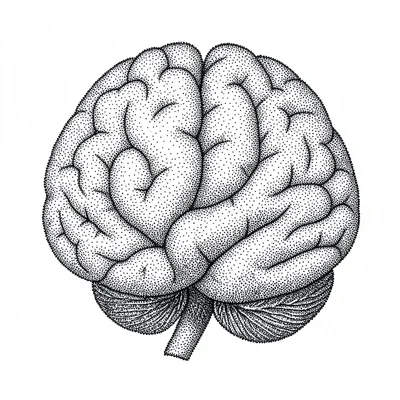 Brain anatomy stippled