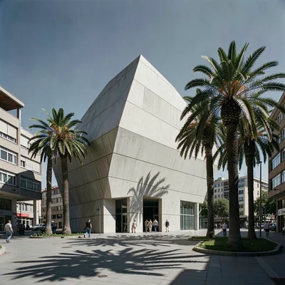 Planned city photography, modernist urbanism, A modernist church with a hyperbol
