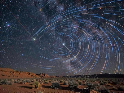 Trails with meteor shower radiant