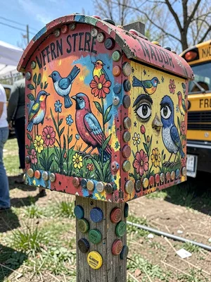 Folk Art Mailbox Sculpture