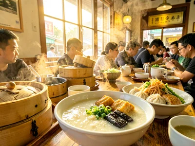 Century Egg Congee with Crispy Wonton