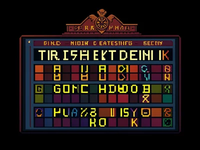 Victorian train station departure board but it's a pixel-art flip display