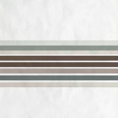 Wide screenprint banner of a horizontal stripe sequence in muted brand tones