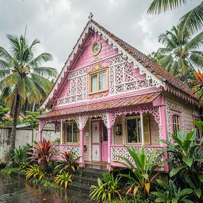 Vivid photograph with Trinidadian cultural fusion aesthetic, Colonial gingerbrea