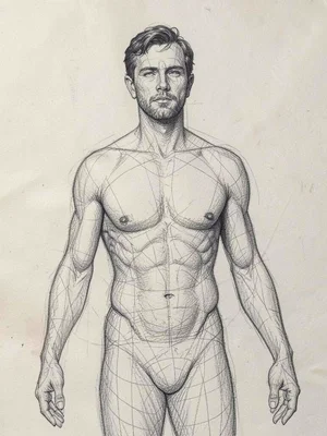 Figure study where Sabattier effect turns body contours into drawn lines, sculpt