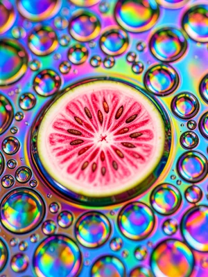 Halved fig revealing pink-red interior with radiating seed pattern