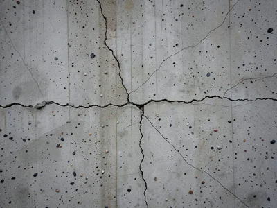 Concrete crack network, crazing pattern of fine lines across a wall, infrastruct