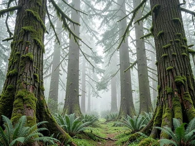 Forest Nave Receding Into Mist