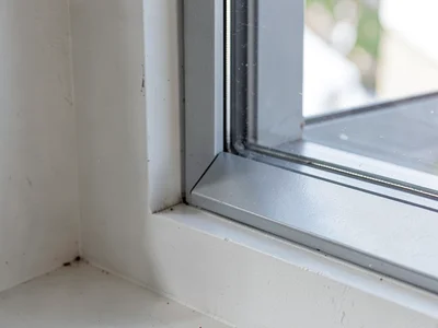 Window frame section showing depth