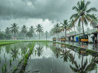 Kerala Rice Paddy First Monsoon Flood