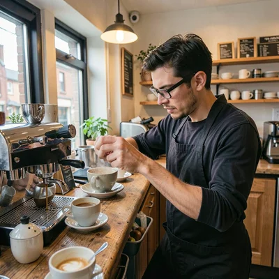 Barista making coffee