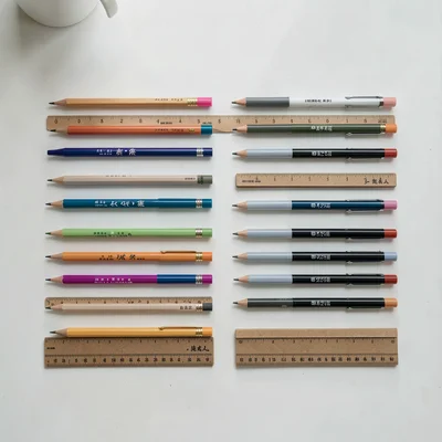 Pencil Case Contents Organized Grid