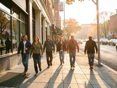 Morning rush sidewalk