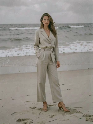 Fashion editorial on sandy beach