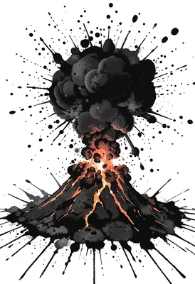 Volcanic eruption splatter