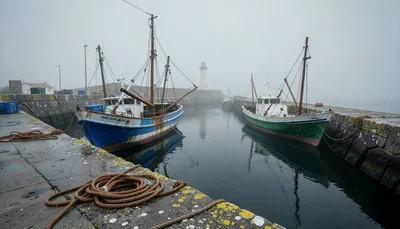 Documentary-style photograph, coastal Galicia, overcast Atlantic light, the work