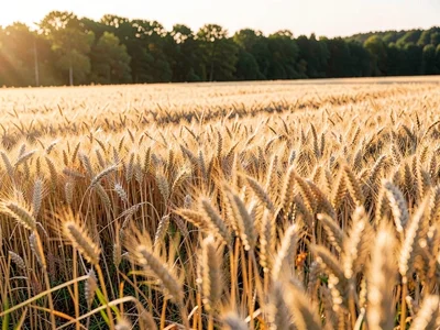 Wheat meeting treeline at field edge