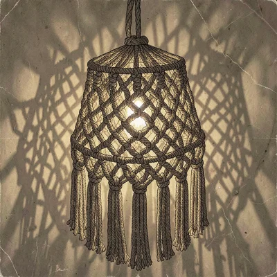 Macrame lampshade with shadows