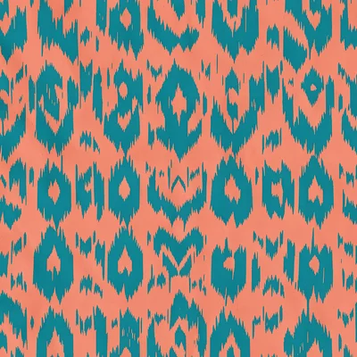 Ikat coral turquoise irregular