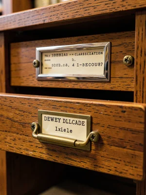 Dewey Decimal Label in Brass Holder